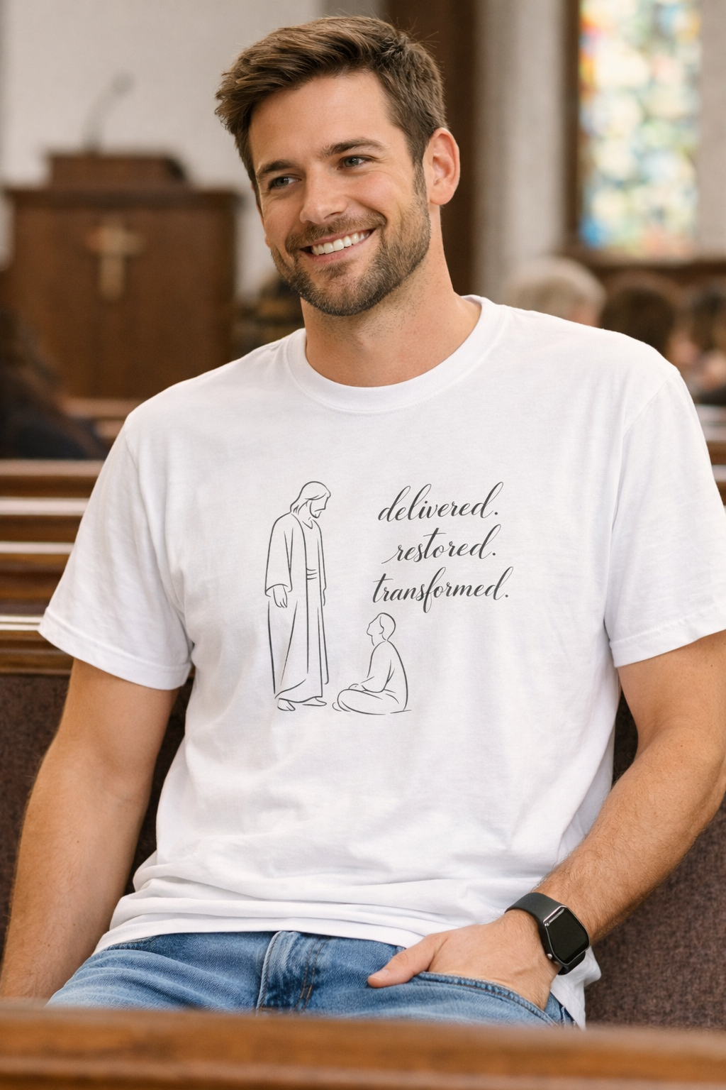 "Delivered, Restored, Transformed" T-Shirt-Simple