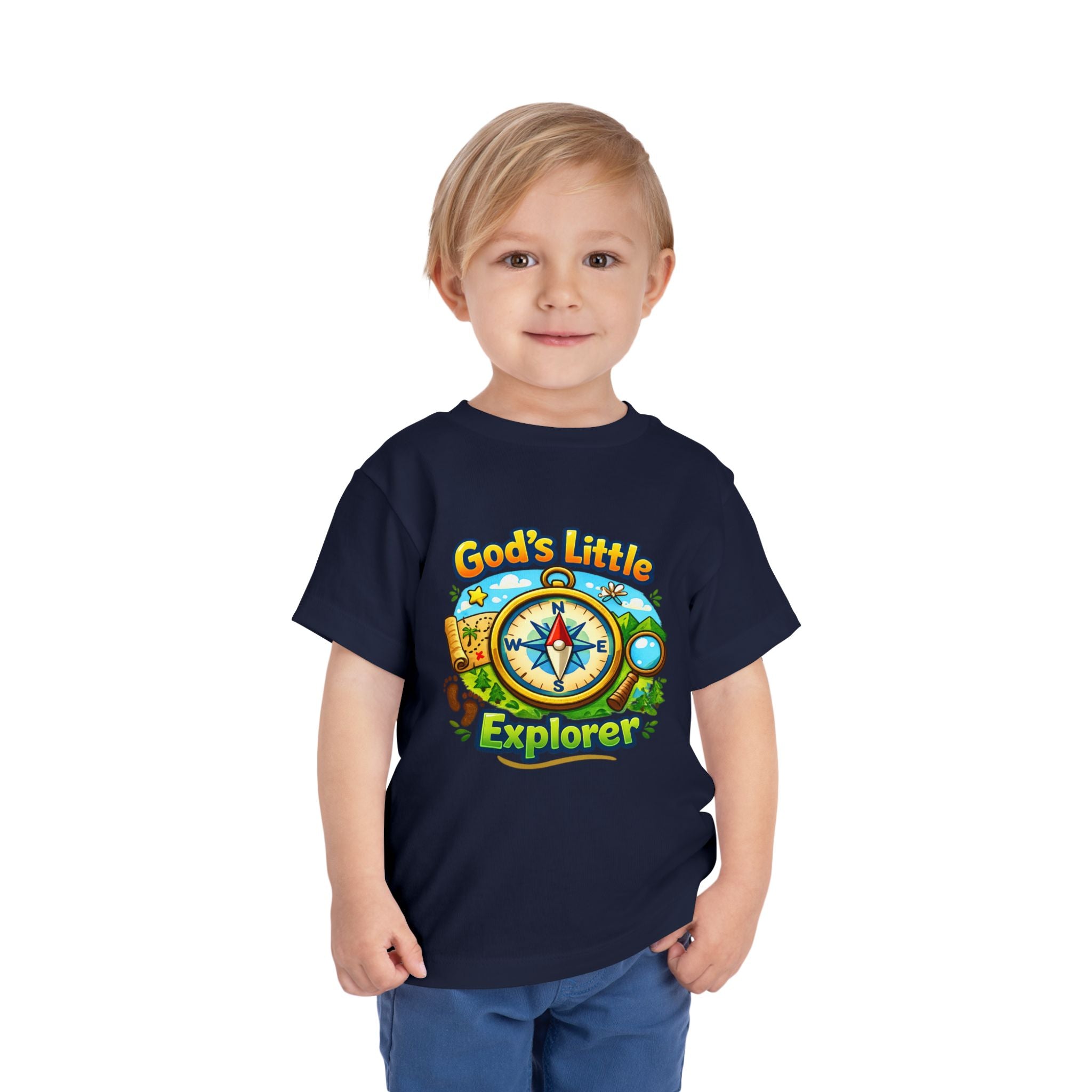 God's Little Explorer Toddler Tee — Christian Kids Compass Adventure Shirt
